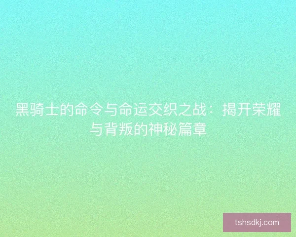 黑骑士的命令与命运交织之战：揭开荣耀与背叛的神秘篇章