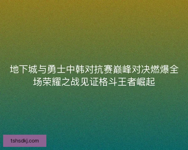 地下城与勇士中韩对抗赛巅峰对决燃爆全场荣耀之战见证格斗王者崛起