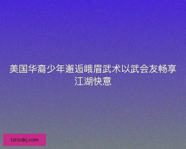 美国华裔少年邂逅峨眉武术以武会友畅享江湖快意