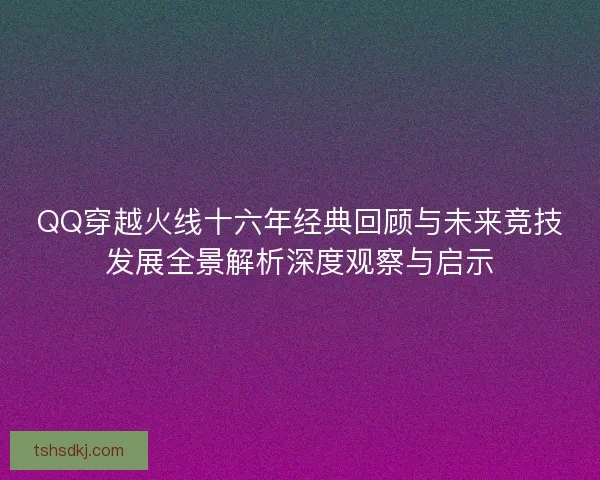 QQ穿越火线十六年经典回顾与未来竞技发展全景解析深度观察与启示